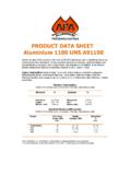 PRODUCT DATA SHEET Aluminium 1100 UNS A91100