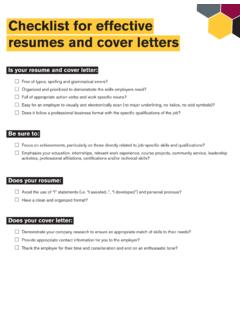 Checklist for effective resumes and cover letters