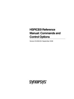 HSPICE Reference Manual: Commands and Control Options