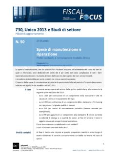 730, Unico 2013 e Studi di settore - Fiscal Focus
