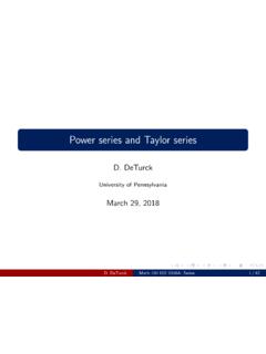 Power series and Taylor series - University of Pennsylvania