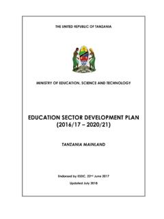 EDUCATION SECTOR DEVELOPMENT PLAN (2016/17 2020/21)