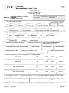 Form IBR-1 Idaho Business Registration Form