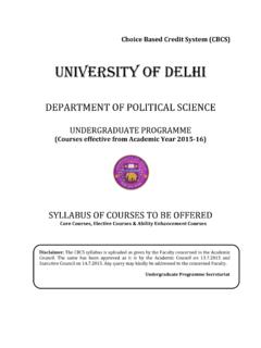 UNIVERSITY OF DELHI - - Department of Political Science