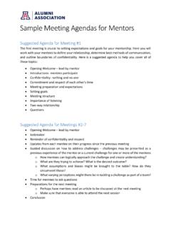 Sample Meeting Agendas for Mentors - University of Arizona