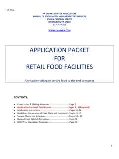 APPLICATION PACKET FOR RETAIL FOOD FACILITIES