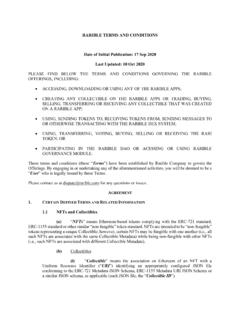 RARIBLE TERMS AND CONDITIONS Date of Initial …