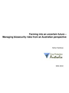Farming into an uncertain future Managing biosecurity ...