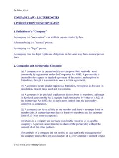 COMPANY LAW - LECTURE NOTES - Weebly
