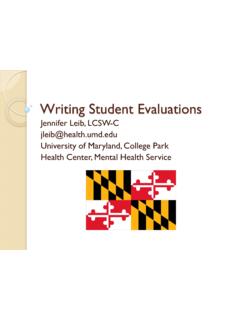 Writing Student Evaluations - University of Maryland ...