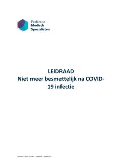 LEIDRAAD Niet meer besmettelijk na COVID- 19 infectie