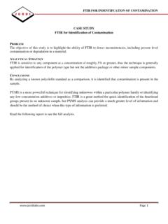CASE STUDY FTIR for Identification of Contamination P A ...