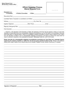 Waiver Request Form - Mississippi Secretary of State