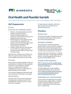 Oral Health and Fluoride Varnish C&amp;TC Fact Sheet