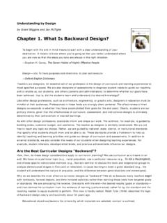 Chapter 1. What Is Backward Design? - Educational …