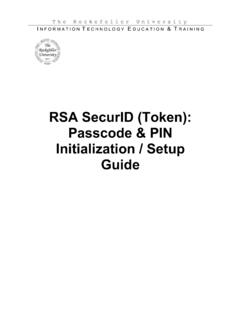RSA SecurID (Token): Passcode &amp; PIN Initialization / Setup ...