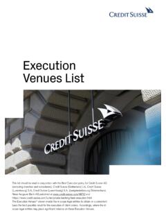 Execution Venues List - Credit Suisse