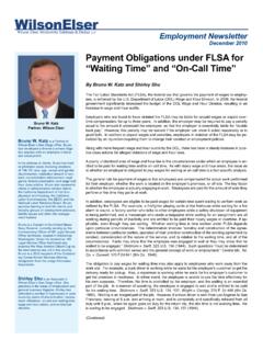 Payment Obligations under FLSA for “Waiting Time” and …