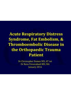 Acute Respiratory Distress Syndrome, Fat Embolism ...