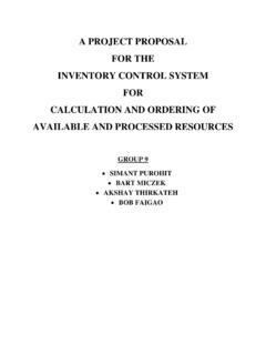 A PROJECT PROPOSAL FOR THE INVENTORY CONTROL …