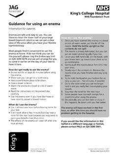 Guidance for using an enema - King's College Hospital
