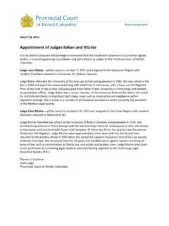 Appointment of Judges Bakan and Ritchie