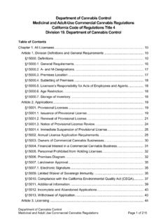 Department of Cannabis Control, Text of Regulations