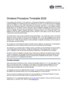 Dividend Procedure Timetable 2022 - London Stock Exchange
