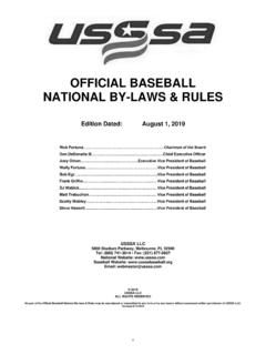 OFFICIAL BASEBALL NATIONAL BY-LAWS &amp; RULES