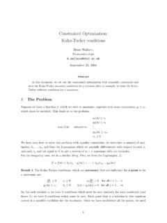 Constrained Optimization: Kuhn-Tucker conditions