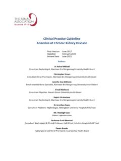 Clinical Practice Guideline Anaemia of Chronic Kidney Disease