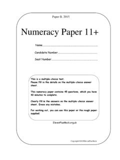 Numeracy Paper 11+ - elevenplusmock.org.uk