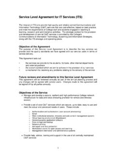 Service Level Agreement for IT Services (ITS)