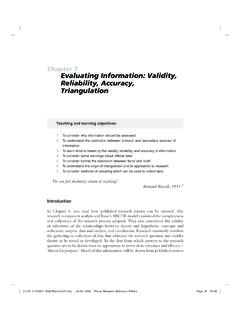 Chapter 7 Evaluating Information: Validity, Reliability, Accuracy ...