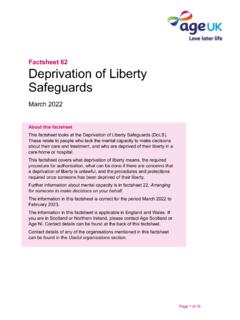 Deprivation of Liberty Safeguards - Age UK