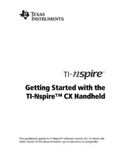 Getting Started with the TI-Nspire™ CX Handheld