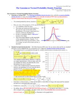 The Gaussian or Normal PDF, Page 1 The Gaussian or Normal ...
