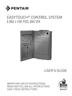 EASYTOUCH CONTROL SYSTEM 8 AND 4 FOR POOL AND SPA