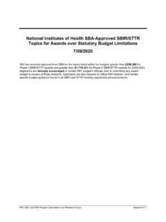 National Institutes of Health SBA-Approved SBIR/STTR ...