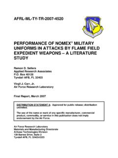 PERFORMANCE OF NOMEX MILITARY UNIFORMS …