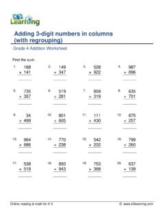Adding 3-digit numbers in columns (with regrouping)