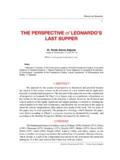 THE PERSPECTIVE of LEONARDO’S LAST SUPPER