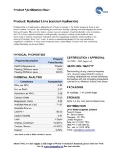 Product Specification Sheet Product: Hydrated Lime ...