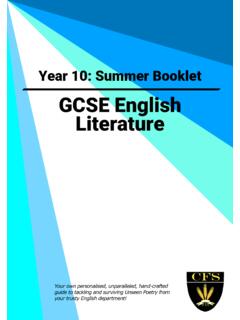 GCSE English Literature - Colonel Frank Seely Academy