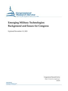 Emerging Military Technologies: Background and Issues for ...