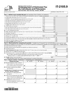 Form IT-2105.9 Underpayment of Estimated Income Tax By ...