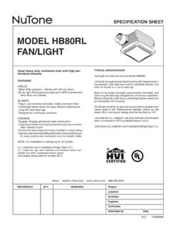 MODEL HB80RL FAN/LIGHT