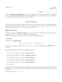 Types of Functions Algebraic Functions