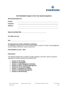 2018 Reliability Program of the Year Award Competition