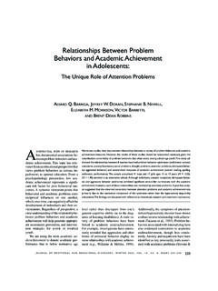 Relationships Between Problem Behaviors and Academic ...